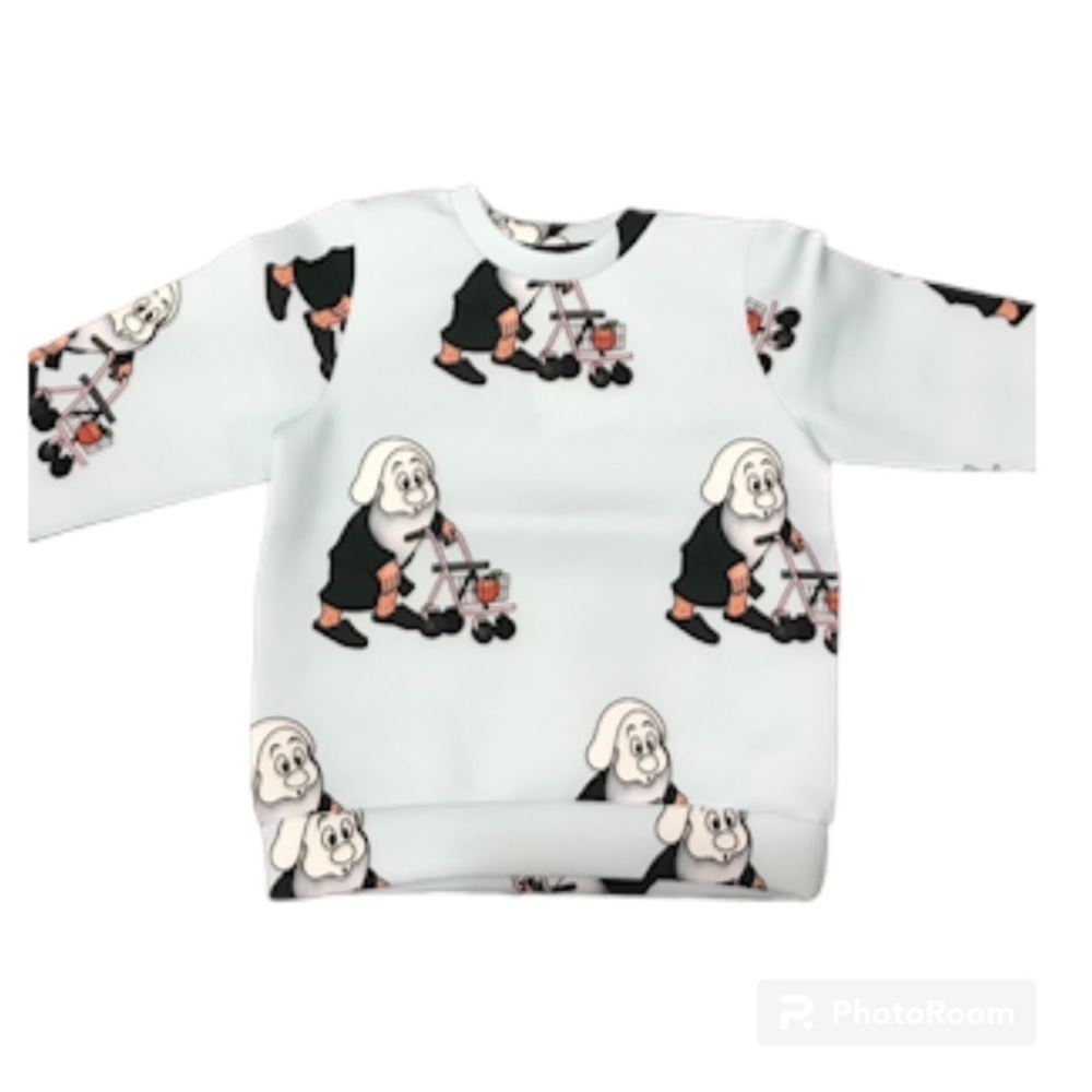 Caroline Bosman Sweatshirt Kid 8 Green Face the Future Grumpy School Preppy 80s